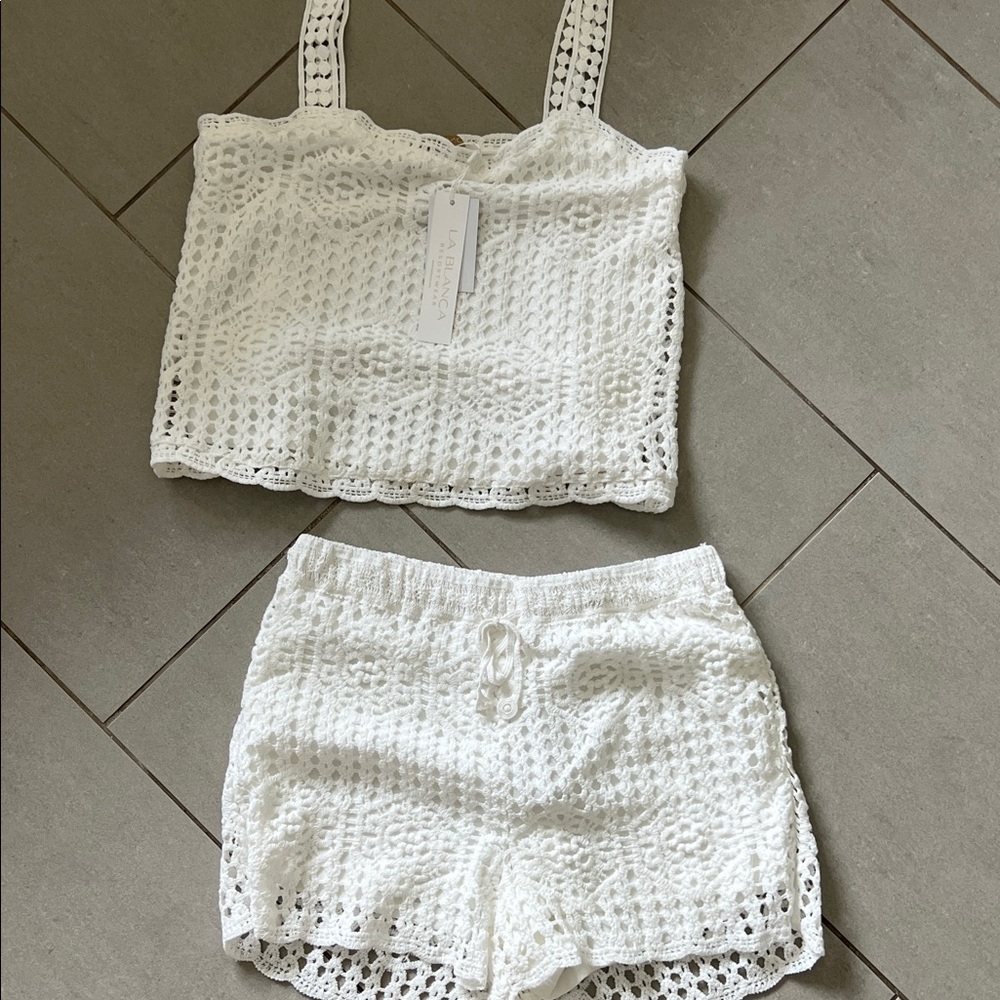 La Blanca White Crochet Swim Set